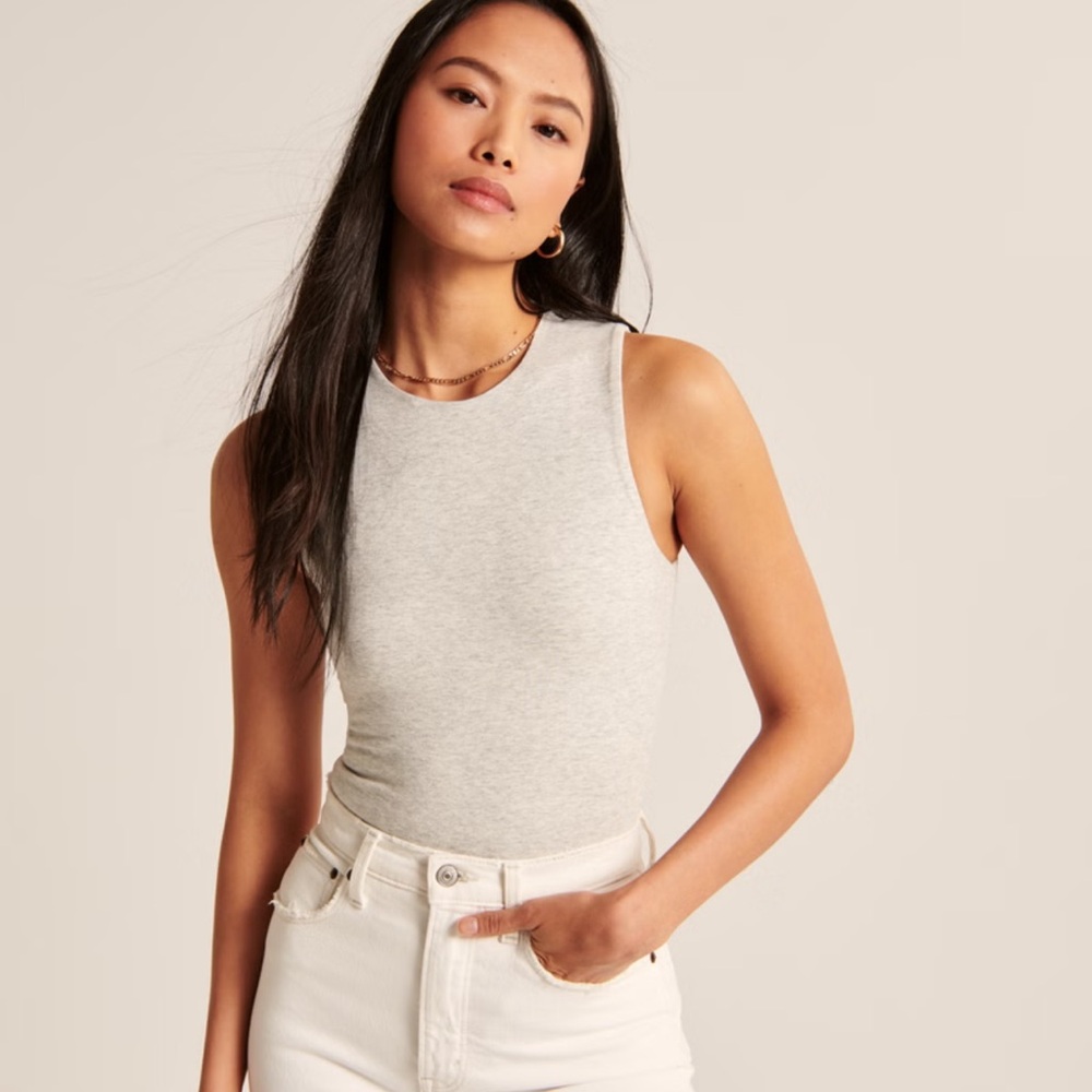 Abercrombie Cotton Seamless Fabric Crew Tank Bodysuit